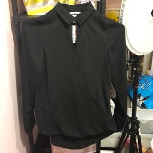 Black Crossover Blouse